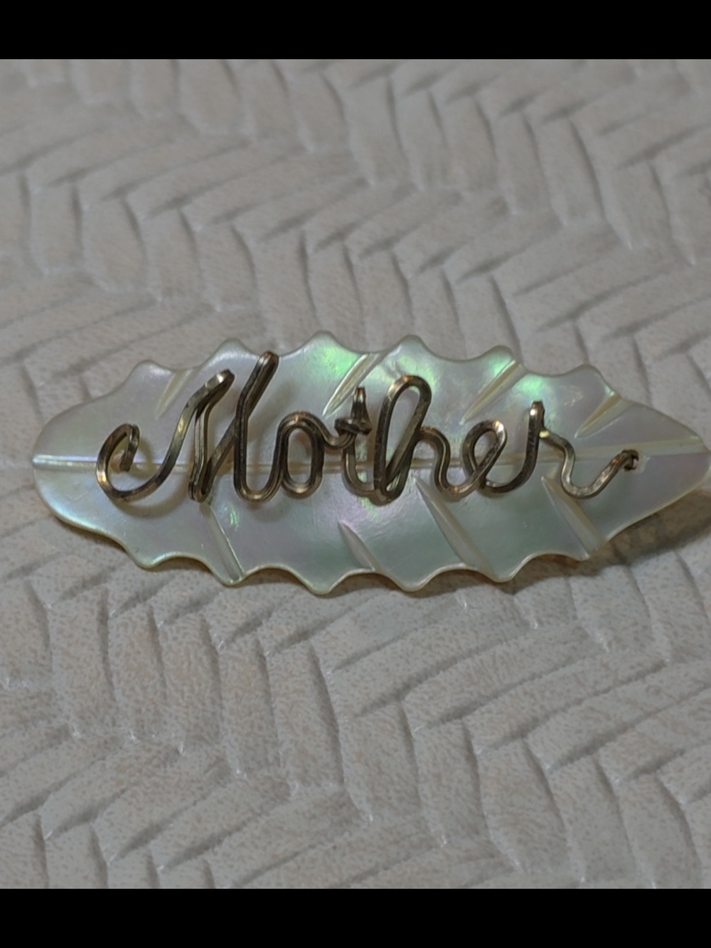 Vintage Mother of Pearl Wire-Wrapped "Mother" Brooch